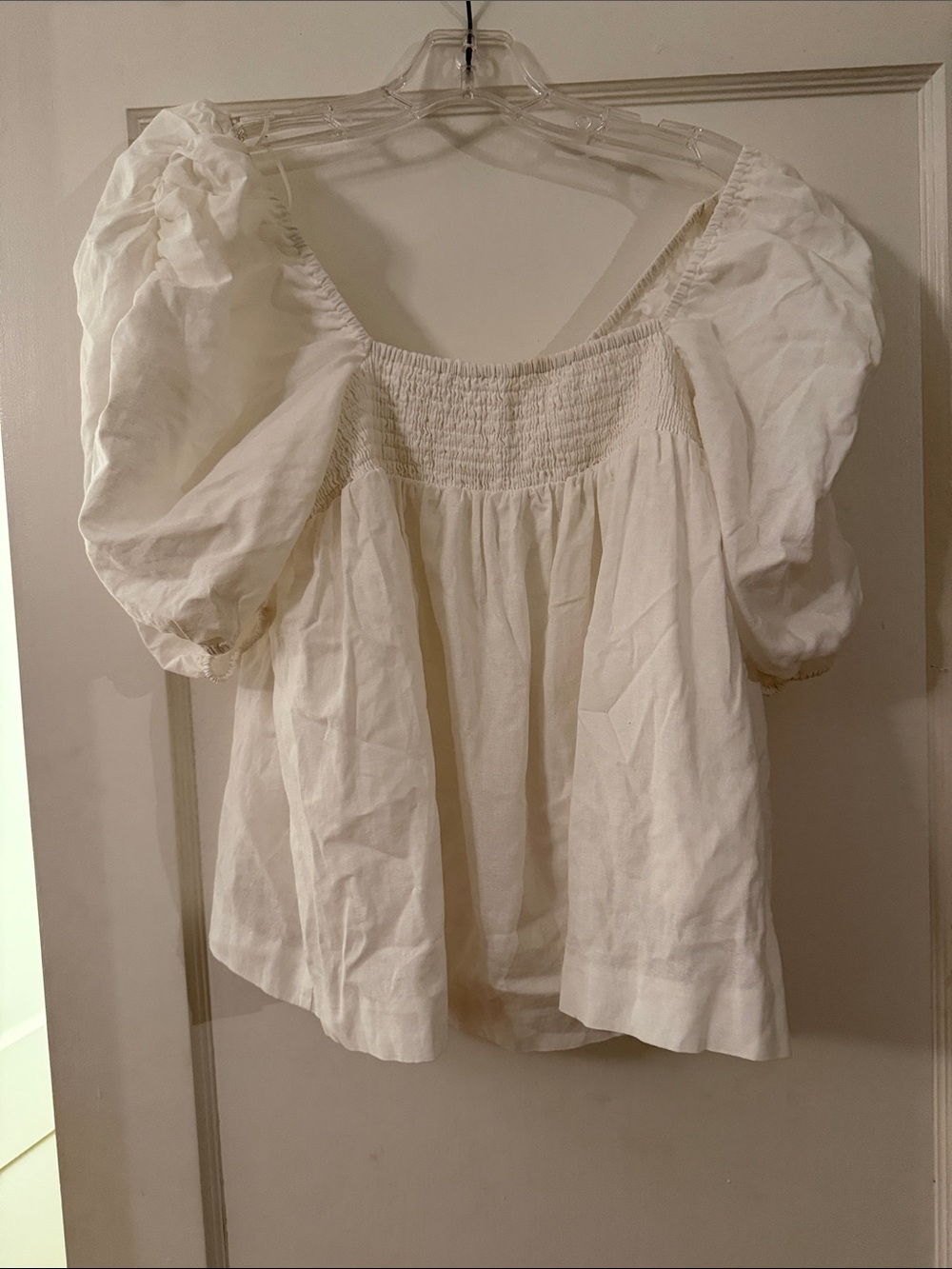 English Factory White Puff Sleeve Swing Top